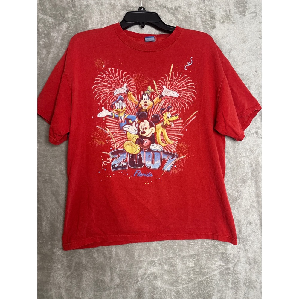 Disney T-Shirt Unisex Medium Red Good 2007 Florida Mickey Friends Graphic Tee XL